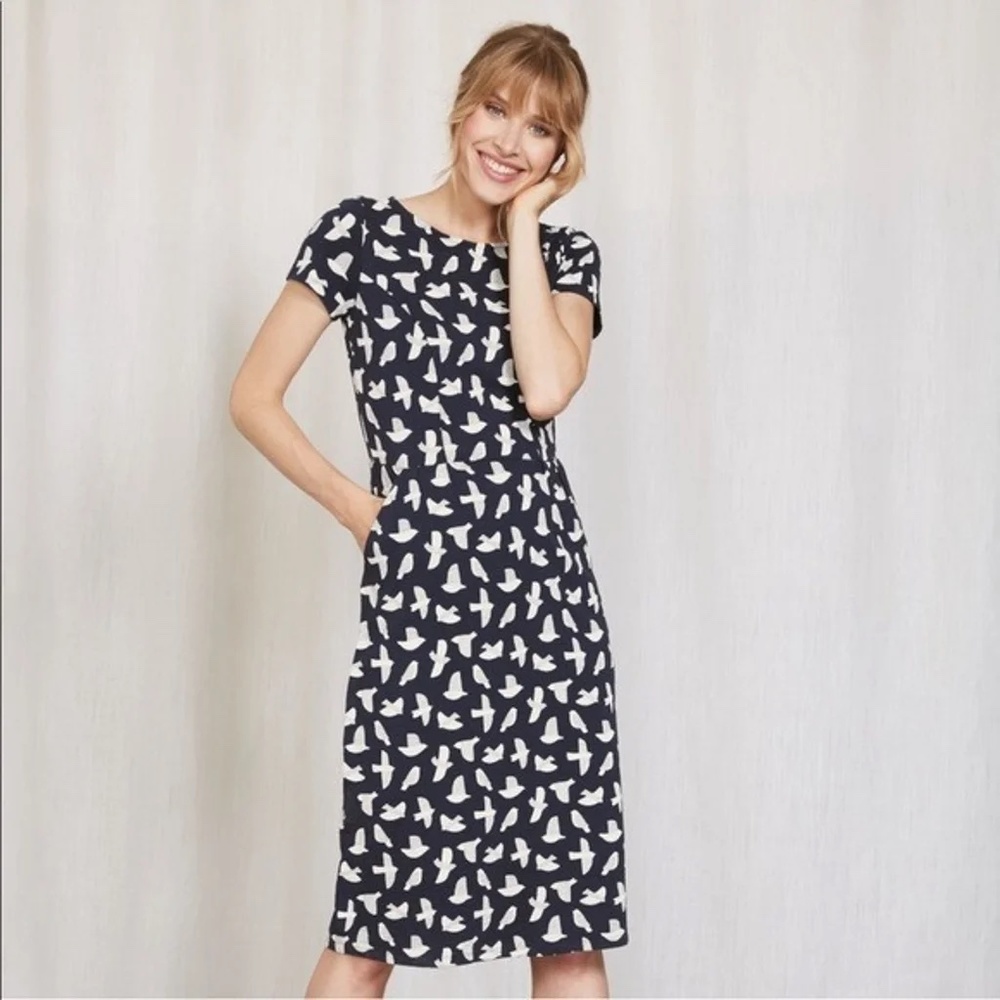 Boden Phoebe Dress in Bird Print 2R